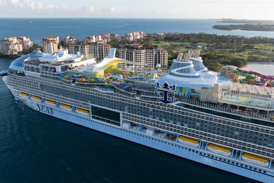 In an aerial view, Royal Caribbean's Icon of the Seas (Joe Raedle / Getty Images)