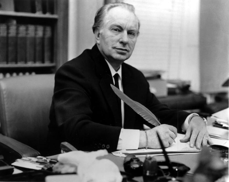 <div class="inline-image__caption"><p>Portrait of Scientology founder L. Ron Hubbard in the 1960s</p></div> <div class="inline-image__credit">Mondadori Portfolio/Getty</div>