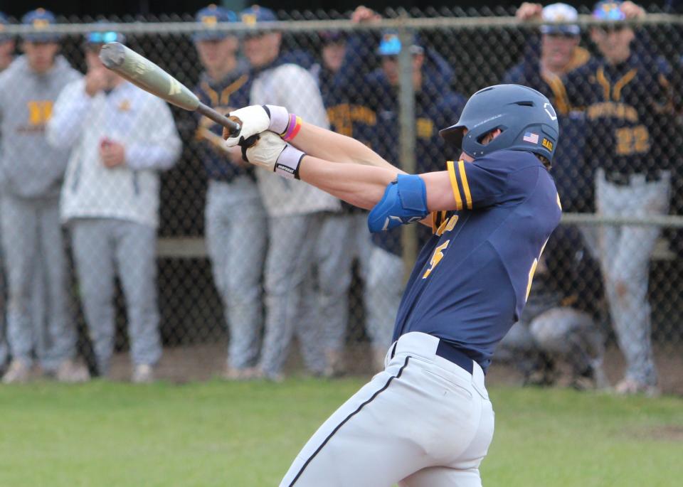 Hartland's Gannon Grundman drove in three runs in an 8-2 victory over Howell in the second game of a doubleheader on Wednesday, May 3, 2023.