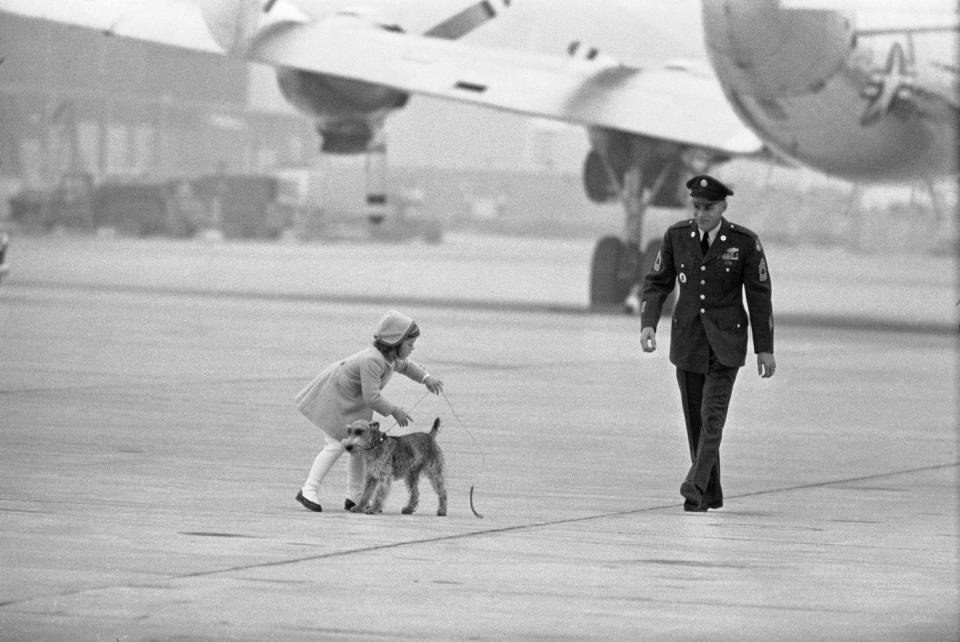 1963: Caroline Kennedy returns from a holiday vacation