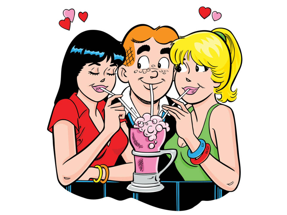 This comic image released by Archie Comics shows Veronica, left, Archie, center, and Betty, characters from the Archie's comic book series. Archie Comics announced Thursday that Warner Bros. will produce a live-action film based on the comic's characters, including Archie, Betty, Veronica and Jughead. It will be the first feature film for the 72-year-old comic. (AP Photo/Archie Comics)