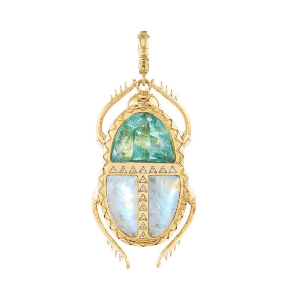 <p><a href="https://tinygods.com/collections/harwell-godfrey/products/one-of-a-kind-florite-moonstone-scarab-pendant" rel="nofollow noopener" target="_blank" data-ylk="slk:Shop Now;elm:context_link;itc:0;sec:content-canvas" class="link ">Shop Now</a></p><p>Florite & Moonstone Scarab Pendant</p><p>$11995.00</p><p>tinygods.com</p>