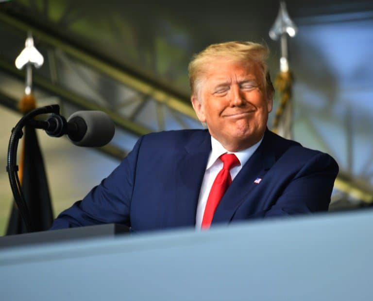 Photo d'archives du président Donald Trump lors d'un discours à l'Académie militaire de West point, au nord de New York, le 13 juin 2020 - Nicholas Kamm © 2019 AFP