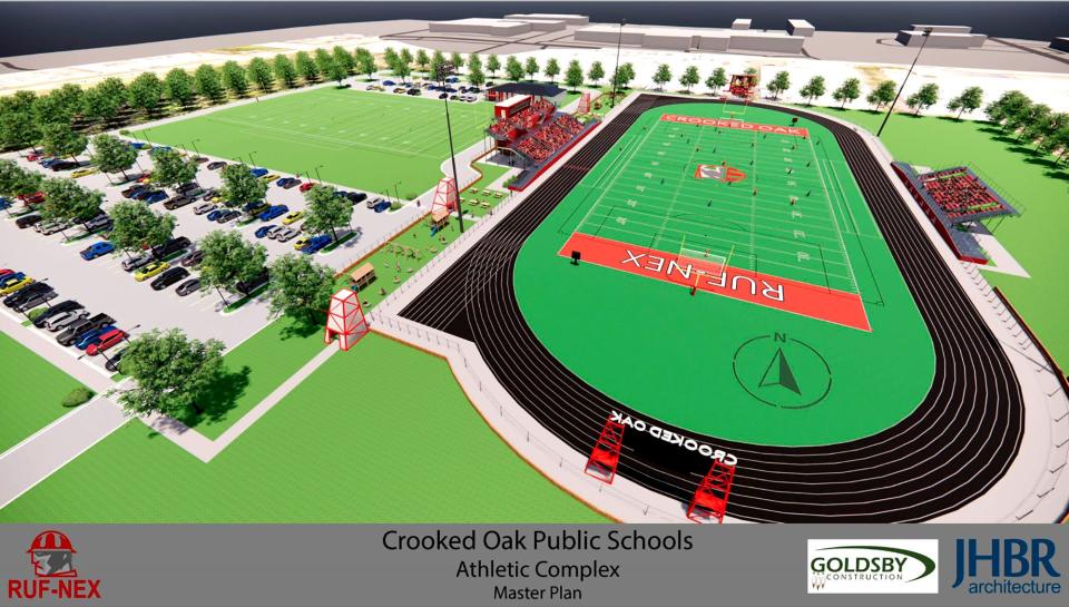 Crooked Oak Public Schools' athletic complex master plan rendering.