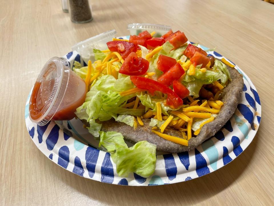 The vegetarian Navajo taco at Navajo Hogan.