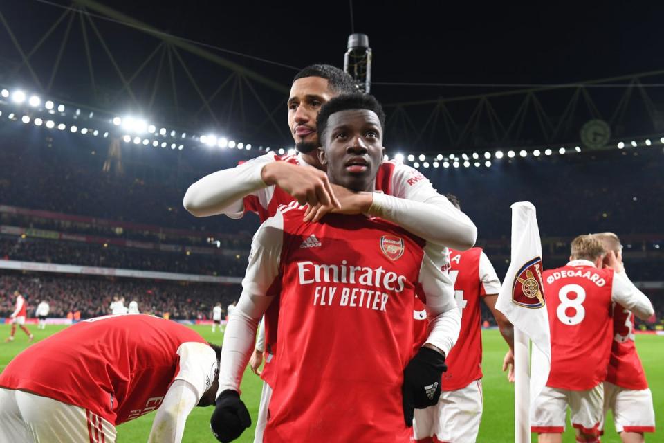 Match winner: Nketiah scored the goal to beat Manchester United  (Arsenal FC via Getty Images)