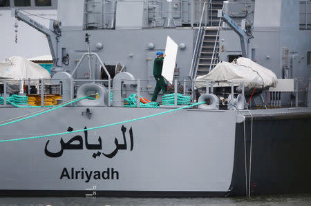 A coast guard boat "Alriyadh" for Saudi Arabia is pictured at the Luerssen Peene shipyard in Wolgast, Germany, October 23, 2018. REUTERS/Hannibal Hanschke