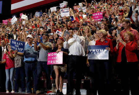 Supporters of U.S. President Donald Trump attend a rally in Springfield, Missouri, September 21, 2018. Picture taken September 21, 2018. REUTERS/Mike Segar