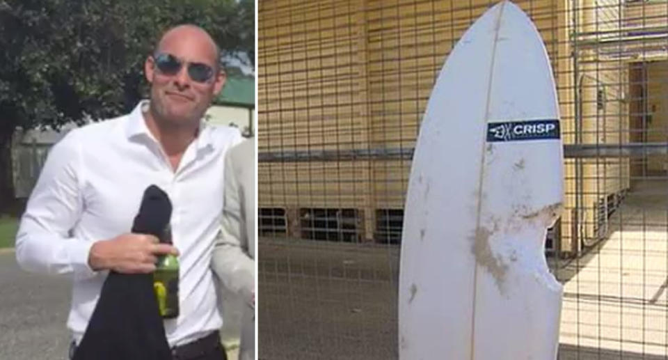 Sam Edwardes was knocked from his board while surfing at the popular Byron Bay beach on Sunday. Source: 7 News