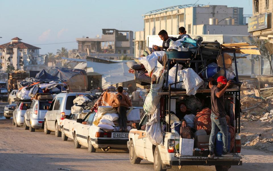 Palestinians yesterday fled as Israel issued evacuation orders for the east of Rafah ahead of their offensive beginning