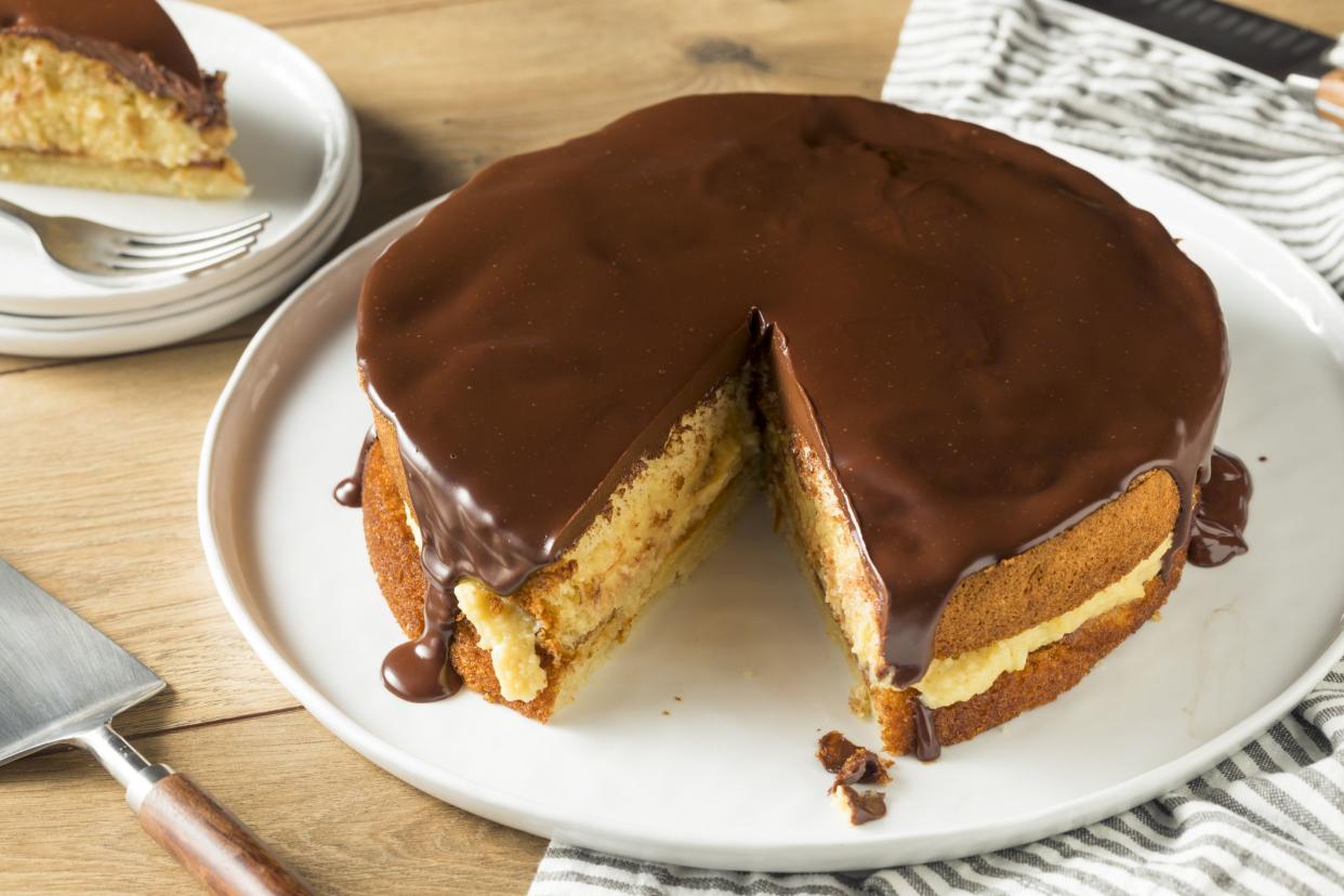 Homemade Chocolate Boston Cream Pie Ready to Eat