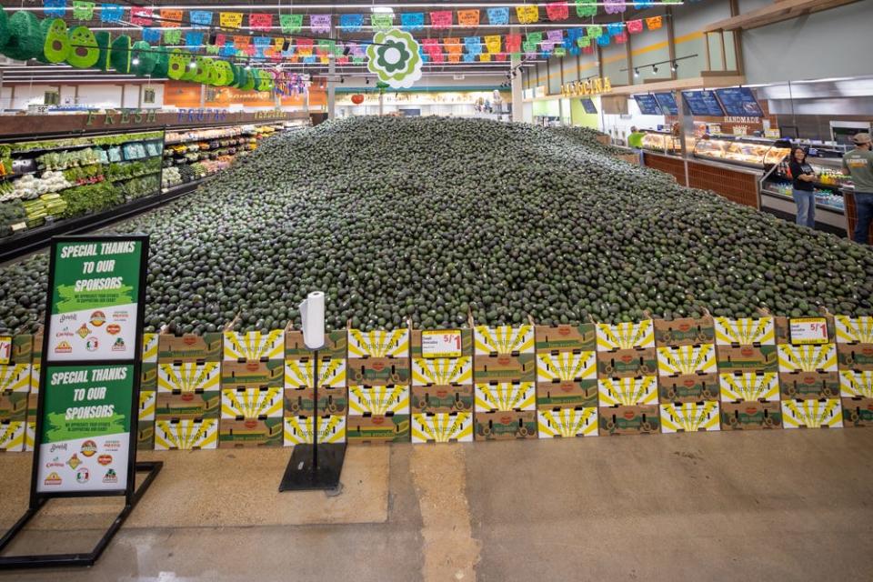 An avocado display at El Rio Grande Latin Market in Dallas. In May 2024, the display set a Guinness World Record for the largest fruit display.