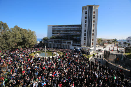 Demonstrators march to protest against President Abdelaziz Bouteflika's plan to seek a fifth term in Algiers, Algeria, February 22, 2019. REUTERS/Ramzi Boudina