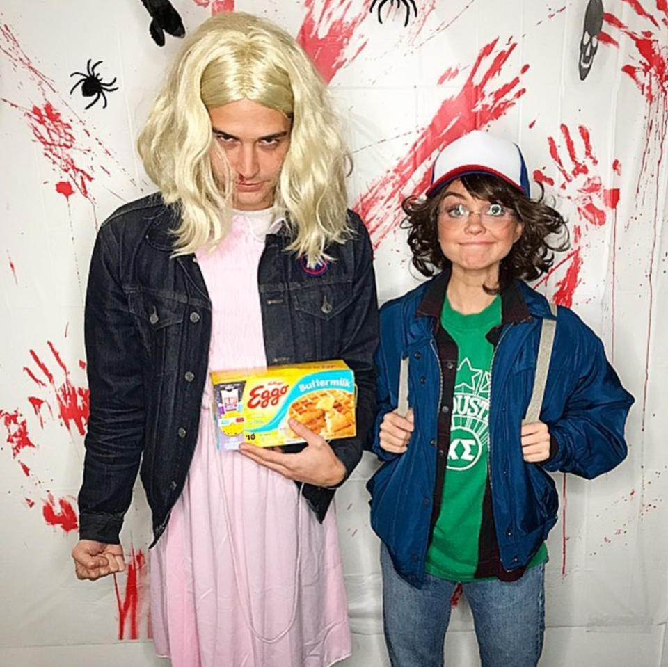 <p>Halloween lifts the curtain on unlikely romances in Hollywood when you see who hits the star-studded bashes together. This year, it appears that <i>Modern Family</i> actress Sarah Hyland and <i>The Bachelorette</i> alum Wells Adams have something going on. The possible-couple both dressed up as characters from <i>Stranger Things</i>, but with Wells going as Eleven and Hyland as Dustin Henderson. (Photo: Instagram/Sarah Hyland) </p>