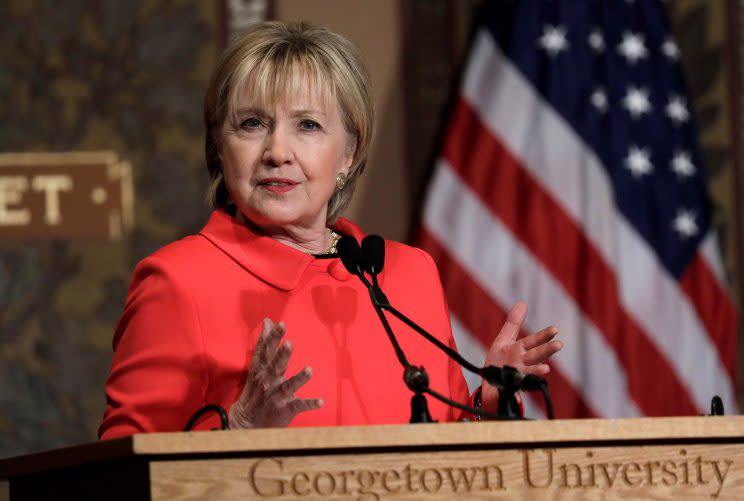 Hillary Clinton at Georgetown University on March 31, 2017.