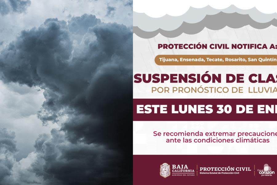 Suspenden clases por lluvias en Tijuana este lunes 30 de enero