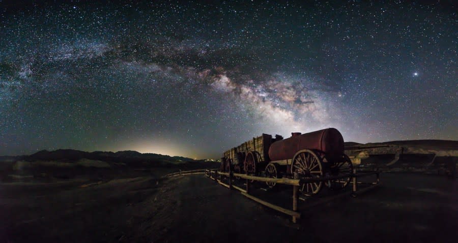 The Milky Way is visible in this photo taken at the Harmony Borax Works in Death Valley National Park. (Photo: Kessler / NPS)