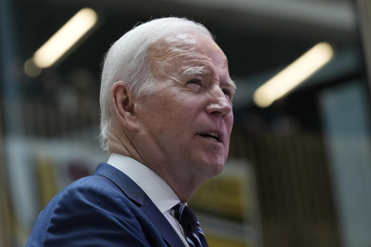 FILE - President Joe Biden speaks at Ulster University in Belfast, Northern Ireland, Wednesday, April 12, 2023. (AP Photo/Patrick Semansky)