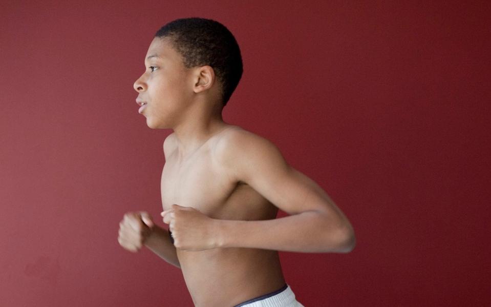 Kylian Mbappe, during an "effort test" at the football academy of the FFF in Clairefontaine in March 2012 - Magali Delporte/Eyevine