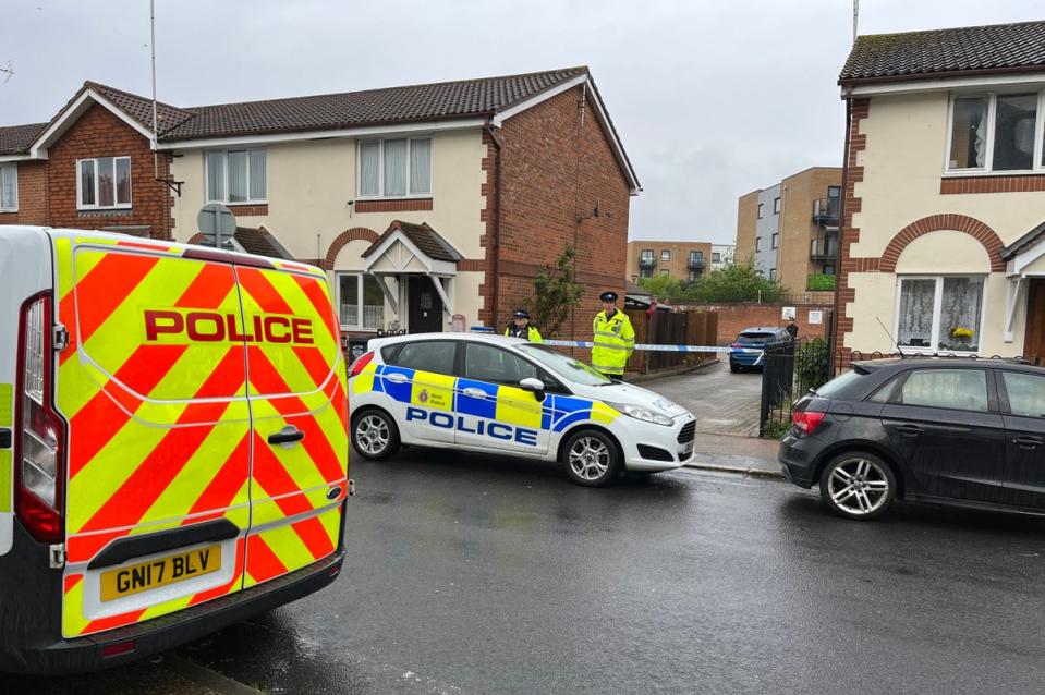 Police officers at the scene in Priory Road, Dartford (Joseph Draper/PA Wire)