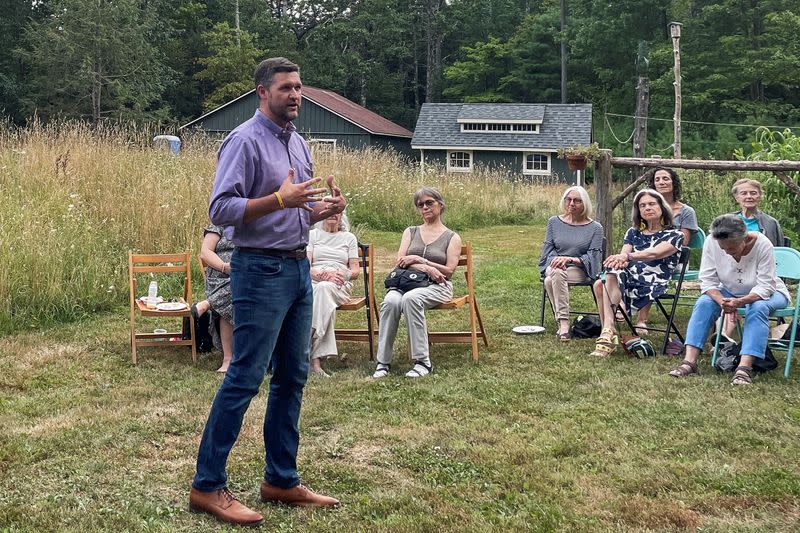 FILE PHOTO: Democratic nominee for Congress, Pat Ryan addresses supporters in Woodstock, New York