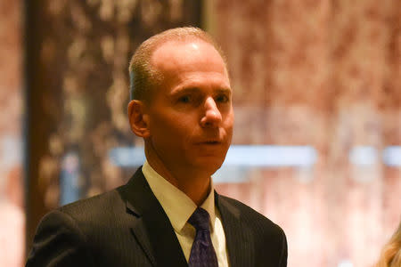 Dennis Muilenburg, CEO of The Boeing Company, arrives at Trump Tower in New York City, U.S. January 17, 2017. REUTERS/Stephanie Keith