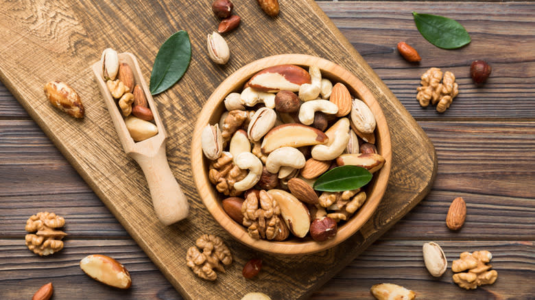 Roasted nuts in bowl