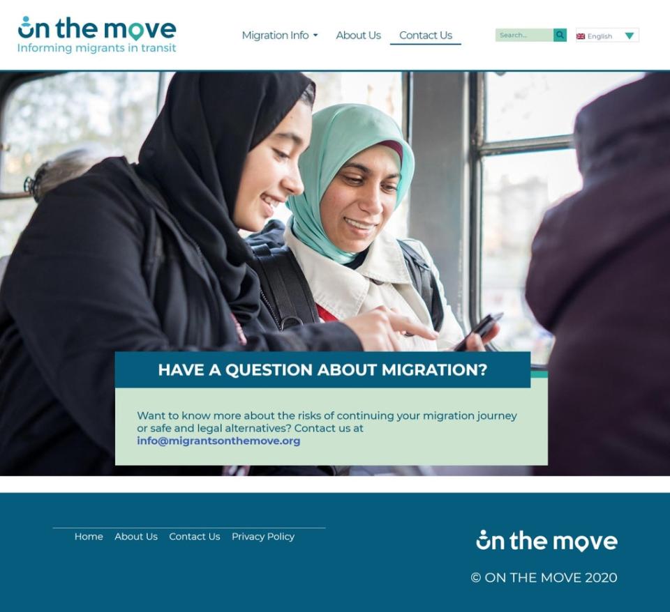 The ‘contact us’ section of the On The Move website, which has since been deleted (On The Move)