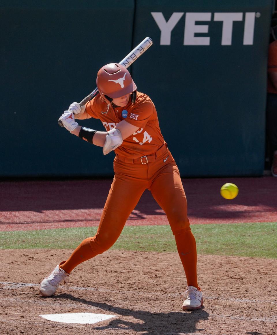 Texas catcher Reese Atwood takes a swing during the NCAA Austin Regional game against Siena at McCombs Field on Friday. A sophomore from the Corpus Christi area, Atwood has been named one of the three finalists for USA Softball's Collegiate Player of the Year award.