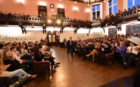 Former White House Communications Director Anthony Scaramucci liaises with students at The Cambridge Union  - Credit: Chris Williamson 
