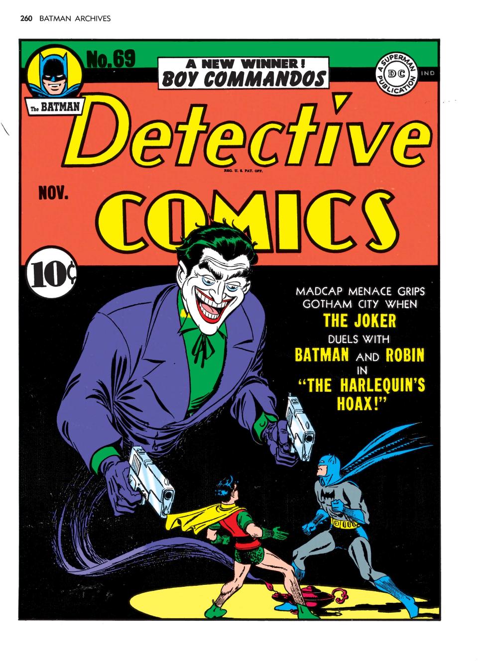 FILE - In this undated photo originally provided by DC Comics shows the issue 69 cover of "The Batman Detective Comics," featuring notorious villan The Joker. The character has been captivating audiences since he was established as the murderous yin to the Batman's yang in 1940 by DC Comics writers Bob Kane and Bill Finger with artist Jerry Robinson. (AP Photo/DC Comics, Jerry Robinson)