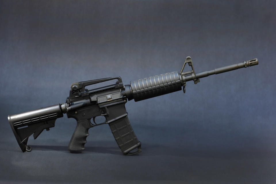 A&nbsp;Rock River Arms AR-15 rifle is seen on December 18, 2012 in Miami, Florida. The weapon is similar in style to the Bushmaster AR-15 rifle that was used during a massacre at an elementary school in Newtown, Connecticut.&nbsp;