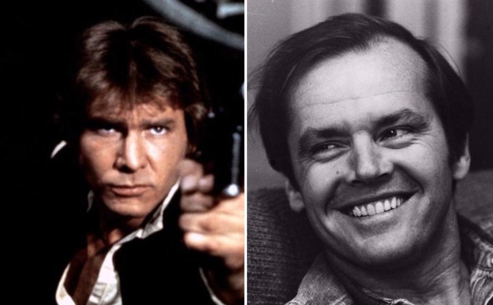 Auch seine zweitbekannteste Rolle bekam Harrison Ford eher zufällig: Han Solo. Der Part in "Krieg der Sterne" wurde durch George Lucas zunächst Jack Nicholson (rechts), James Caan, Robert de Niro und Burt Reynolds angeboten - alle lehnten ab. Harrison Ford las den Part des Han Solo eigentlich nur für den Screen-Test für andere Charaktere - und Lucas merkte, dass er einfach perfekt für die Rolle passte. (Bild: Fox/Lucasfilm, Roy Jones/Getty Images)