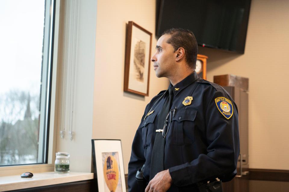 Interim Police Chief Shannon Bagley in his office at the Battle Creek Police Department on Friday, Feb. 3, 2023.