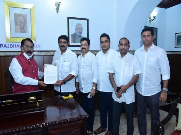 A delegation of Goa Forward Party meets Governor P S Sreedharan Pillai at Raj Bhavan in Panaji on Saturday. 