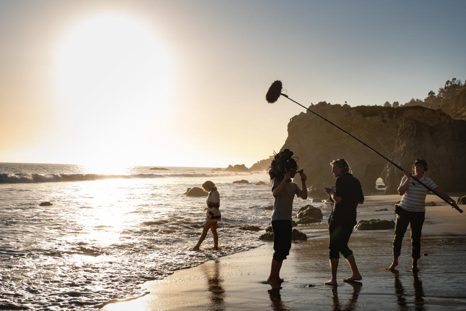 (L-R) Ana de Armas, cinematographer Chayse Irvin and Andrew Dominik - Credit: Matt Kennedy/Netflix