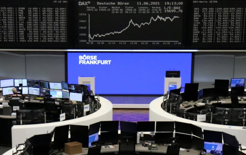 FILE PHOTO: The German share price index DAX graph is pictured at the stock exchange in Frankfurt