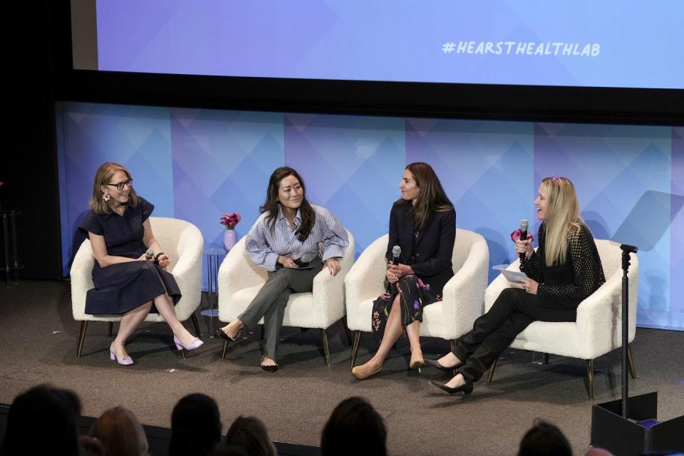 new york, new york may 15 l r laura rinck, anna haddad, dr kristi tough desapri and jane francisco speak onstage during the womens health hosts inaugural health lab at hearst tower on may 15, 2024 in new york city photo by ilya s savenokgetty images for hearst