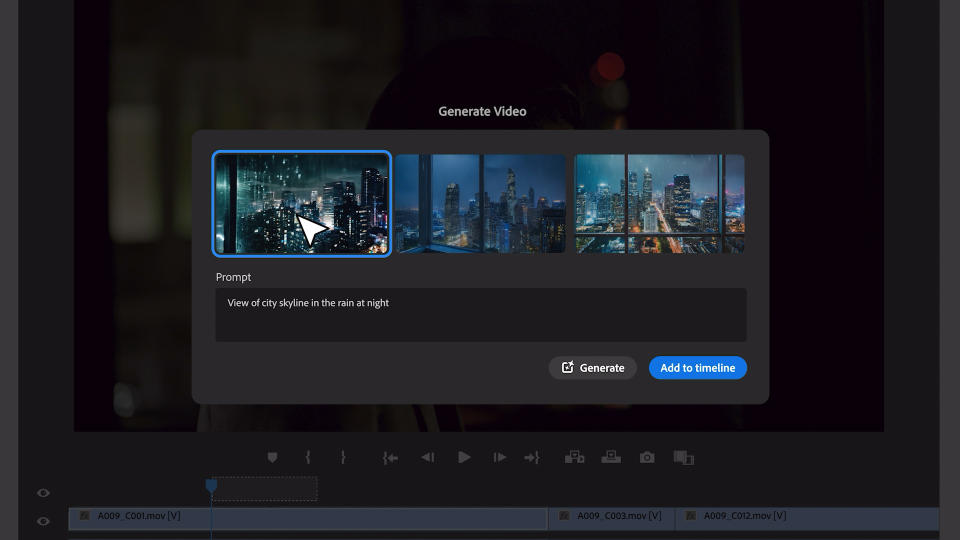 A preview of adding Gen AI video from OpenAI Sora in Premiere Pro