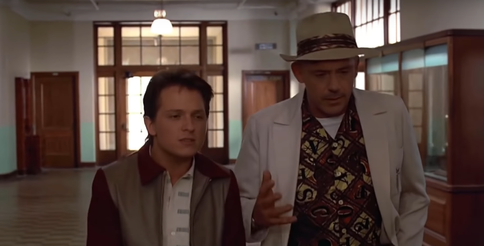 Tom Holland and Robert Downey Jr in Back To The Future (Credit: YouTube/EZRyderX47)