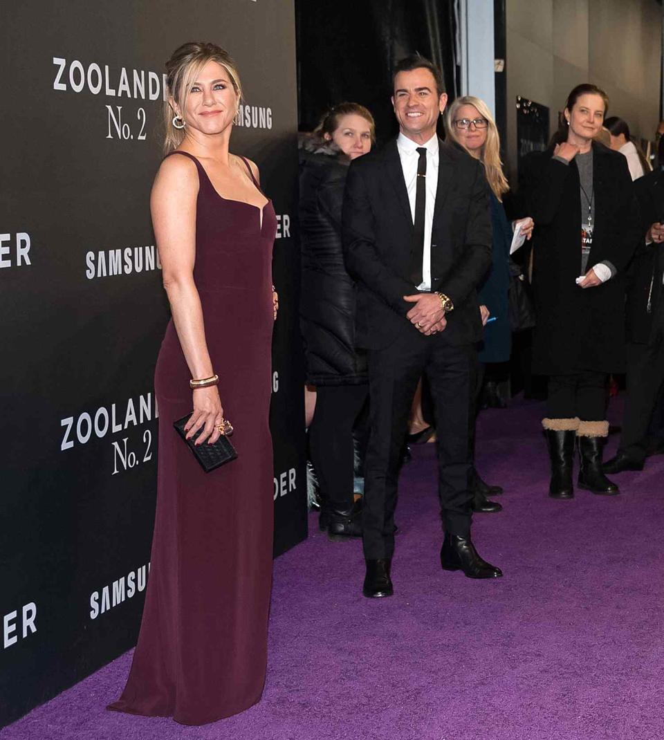 Jennifer Aniston (L) and Justin Theroux attend the &quot;Zoolander 2&quot; world premiere at Alice Tully Hall on February 9, 2016 in New York City