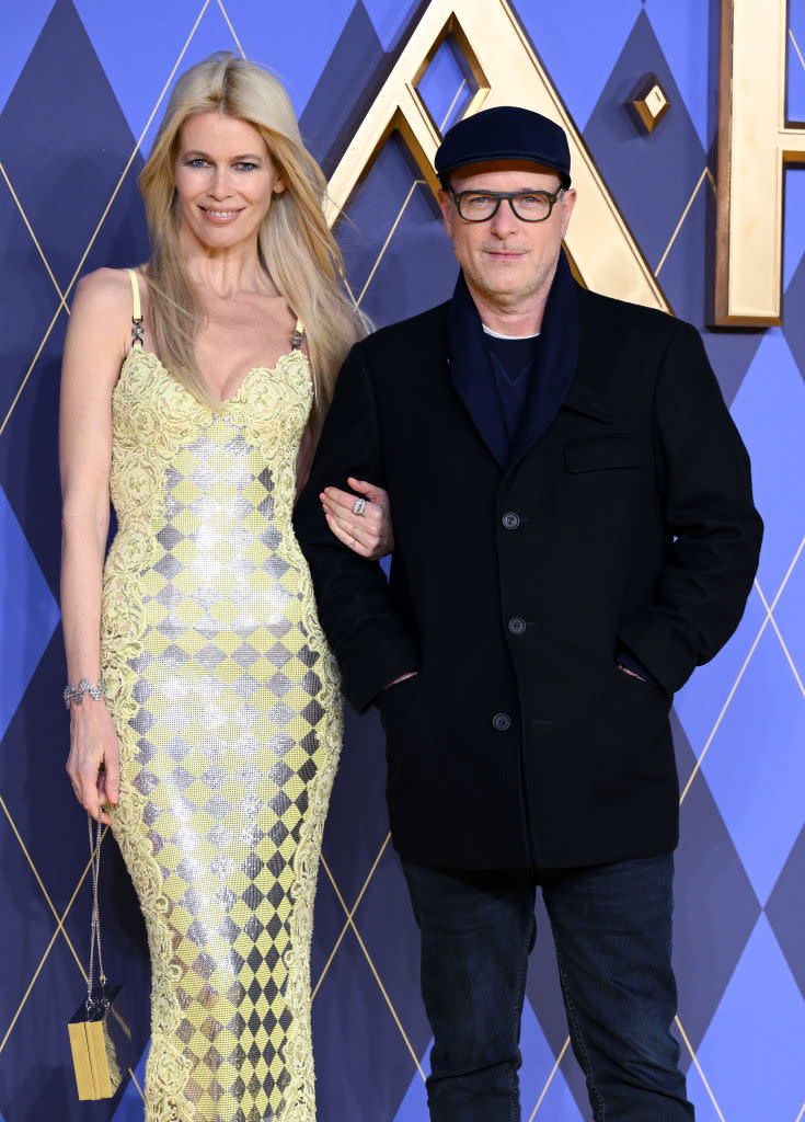 LONDON, ENGLAND - JANUARY 24: Claudia Schiffer and director Matthew Vaughn attend the World Premiere of "Argylle" at the Odeon Luxe Leicester Square on January 24, 2024 in London, England. (Photo by Karwai Tang/WireImage)