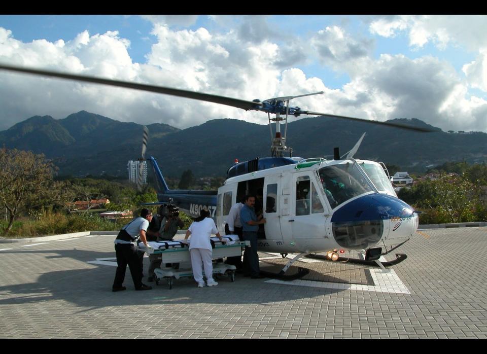 A patient gets airlifted in.