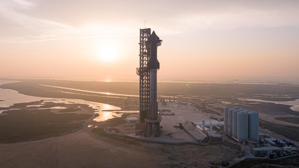  a spacex starship at sunrise 