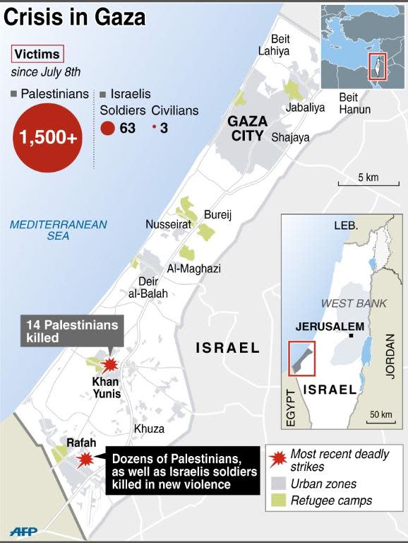 Map illustrating the conflict in Gaza