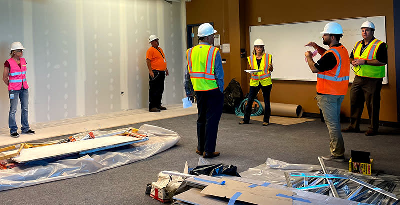 A crew works on a new music room at the Robert F. Smith STEAM Academy in the Denver Public Schools<br> (Denver Public Schools)