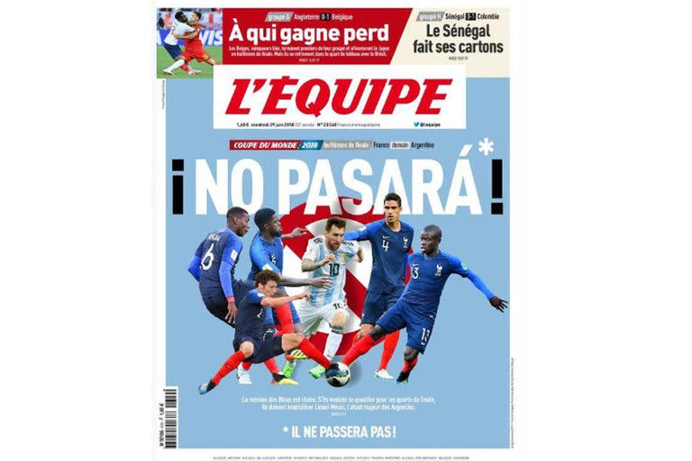 Argentina-Francia: la provocadora tapa del diario deportivo LEquipe que anticipa el duelo de octavos de final