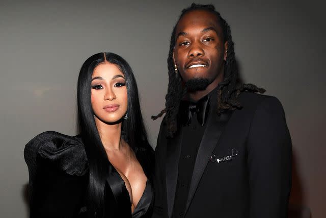 <p>Kevin Mazur/Getty</p> Cardi B and Offset on December 14, 2019 in Los Angeles, California.