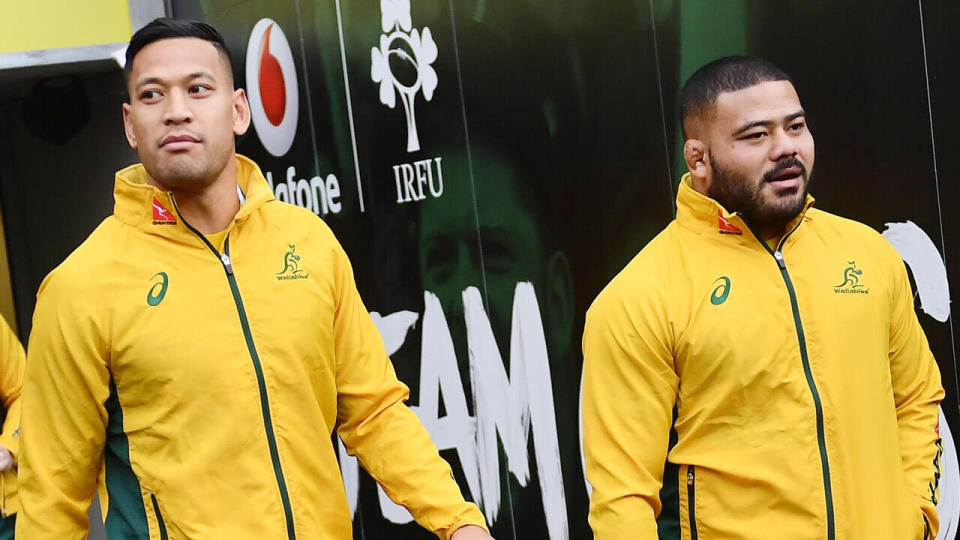 Israel Folau's Wallabies career is over, while Tolu Latu's hangs in the balance. Pic: Getty