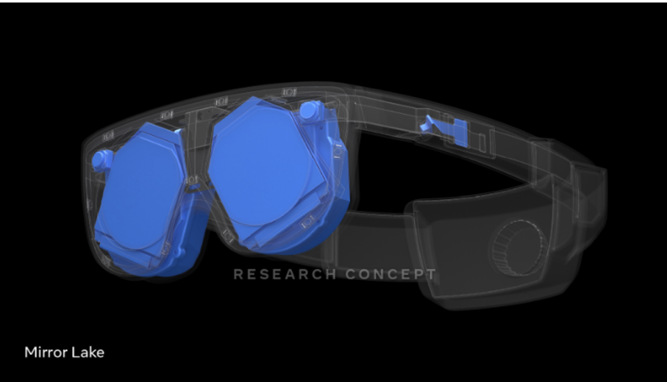 Mr Zuckerberg revealed the design of a ski goggles-like headset that would combine various technologies to pass the test – but it remains a concept for now (Meta)